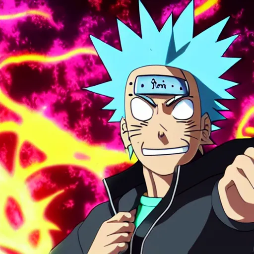 Image similar to Rick Sanchez in Naruto 4K detailed Digital art