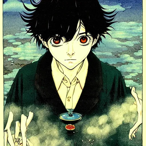 Image similar to prompt : portrait alchemist painted in miyazaki color style drawn by katsuhiro otomo and takato yamamoto, inspired by fables, china doll face, smooth face feature, intricate oil painting, high detail, sharp high detail, manga and anime 2 0 0 0