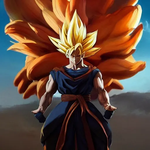 Image similar to salvador dali the painter became super saiyan, dragon ball style, cinematic lighting, highly detailed, concept art, art by wlop and artgerm and greg rutkowski, masterpiece, trending on artstation, 8 k