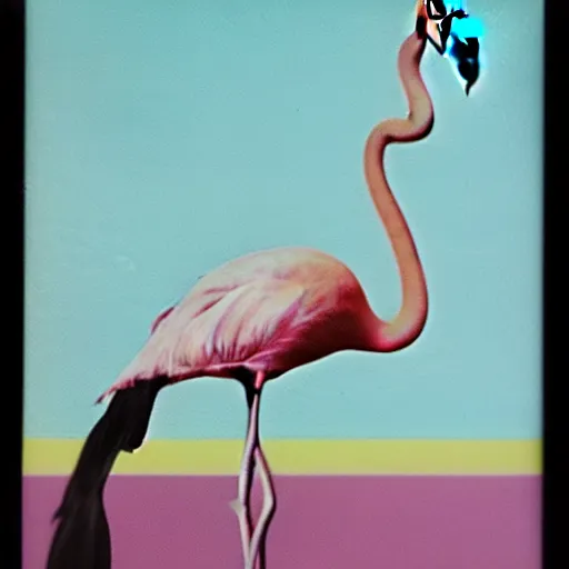 Image similar to flamingo midcentury polaroid