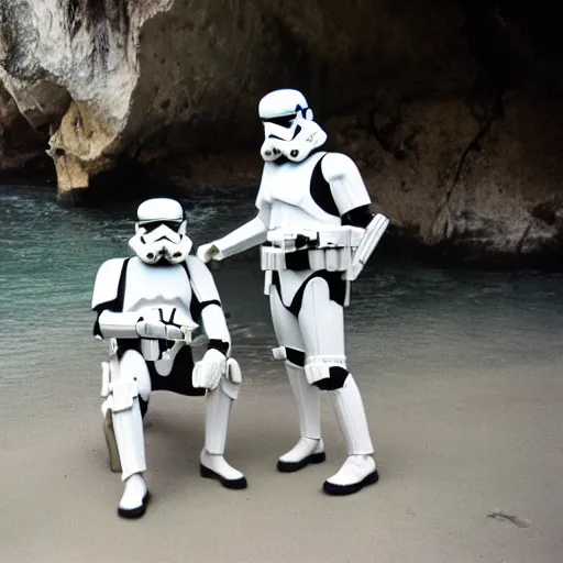 Image similar to stormtroopers on holiday in thailand, 3 5 mm film