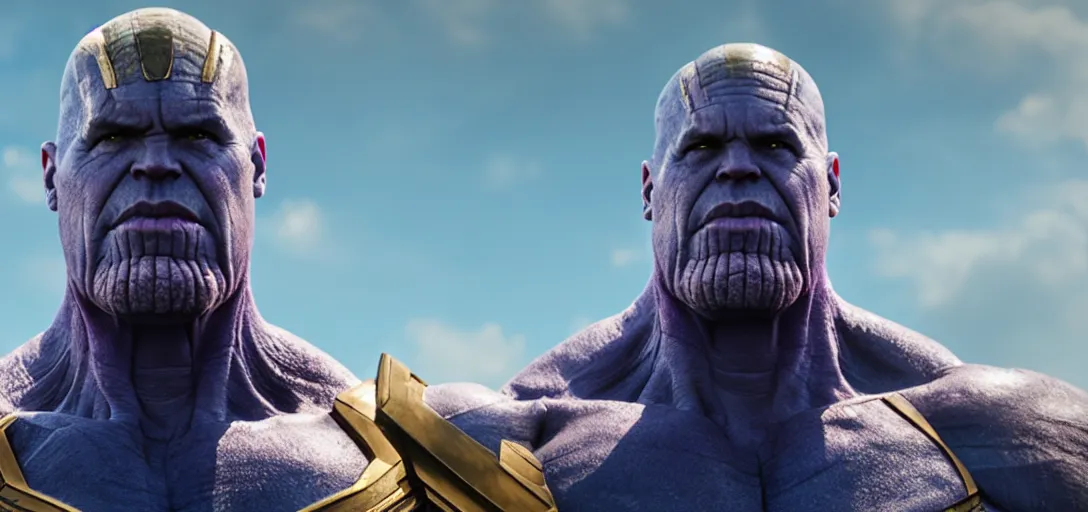 Image similar to a very high resolution image from a new movie. thanos, photorealistic, photography, directed by wes anderson