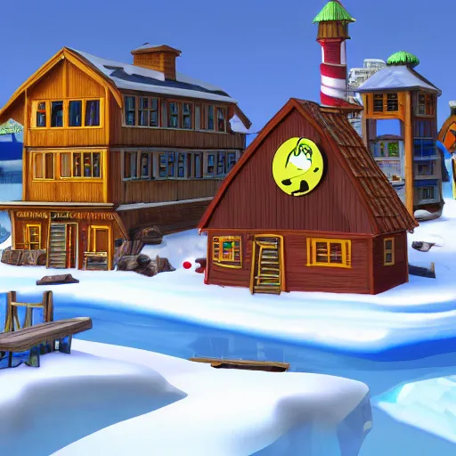 Prompt: club penguin in hyper detailed 4 k 3 d render