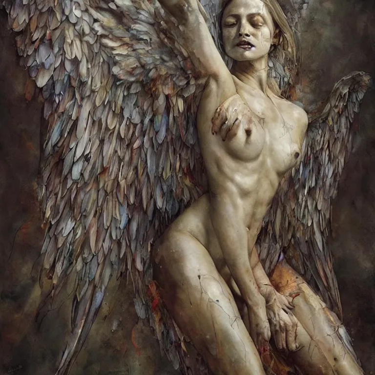 Prompt: angel spreading, wings, 3 d render, esao andrews, jenny saville, surrealism, dark art by james jean, greg rutkowski