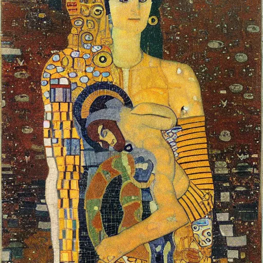 Image similar to beautiful roman mosaic of shiva, the protector by gustave klimt, 1 0 0 ad