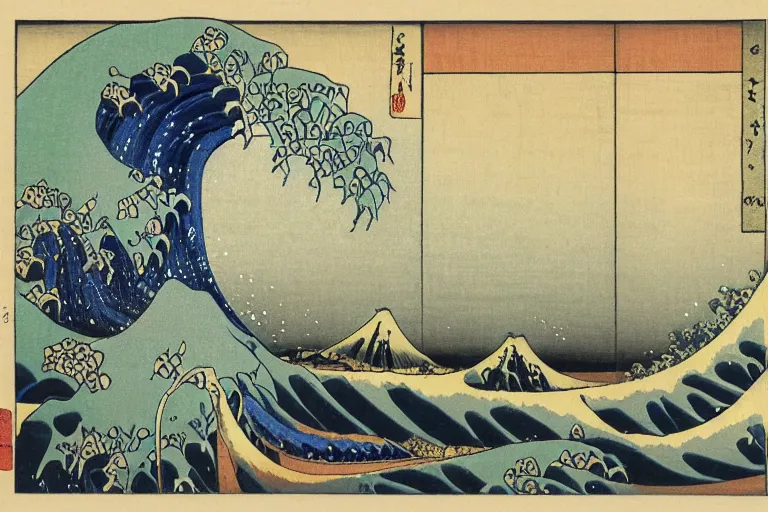 Image similar to an amazing ukiyo - e drawing of a scene with irises by katsushika hokusai, utagawa kuniyoshi and utagawa hiroshige and van gogh, masterpiece, hyperdetailed!!!, intricate, complex, closeup, 4 k