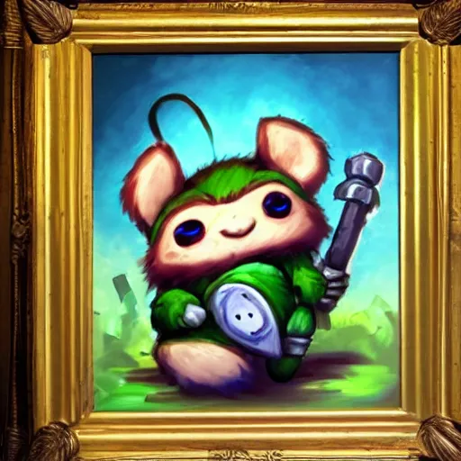 Image similar to a painting of teemo from league of legends