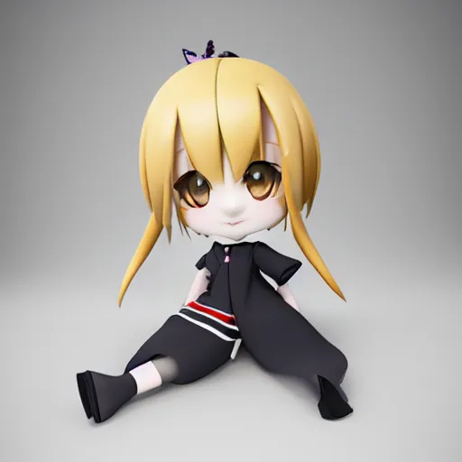 Image similar to cute fumo plush of a girl with a mechanical arm, anime girl, vray