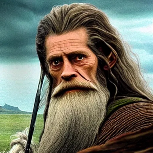 Prompt: bearded willem dafoe is gandalf in lord of the rings renaissance painting