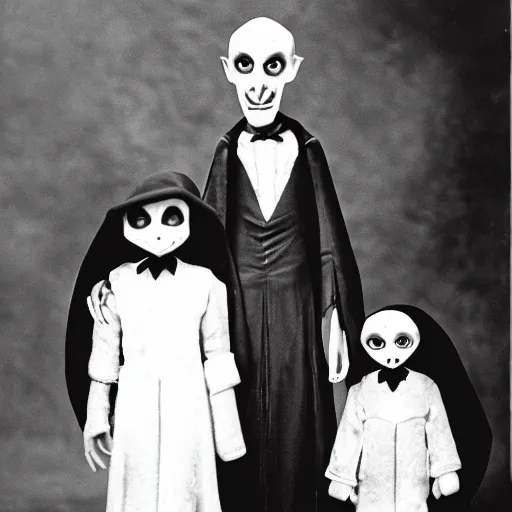 Prompt: nosferatu family photo