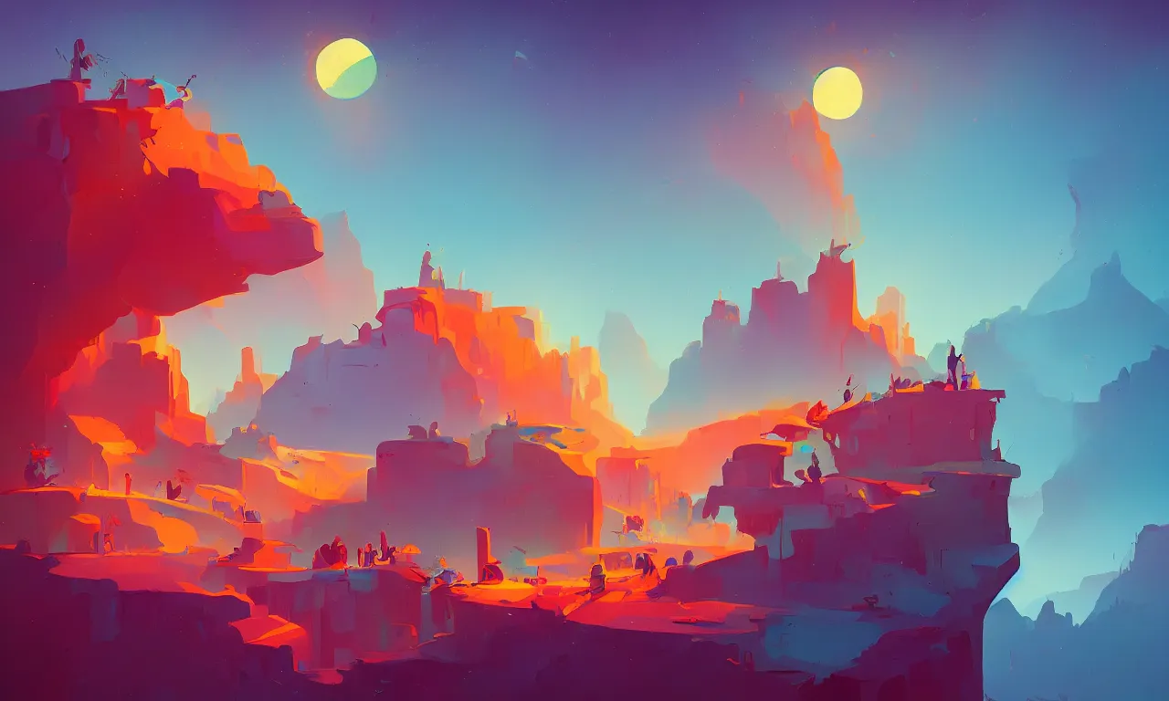 Prompt: a serene landscape painting by anton fadeev