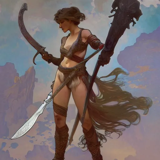 Prompt: Half giant barbarian, Wielding Greatsword, by alphonse mucha, Adolfo Hohenstein, Alice Russell Glenny, Stanley Artgerm Lau, greg rutkowski, detailed 4k , concept art, trending on artstation, smooth, sharp focus