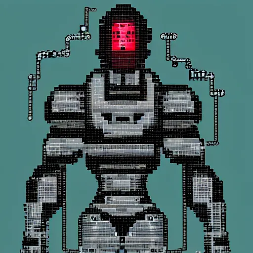 Prompt: cyborg by pixel art