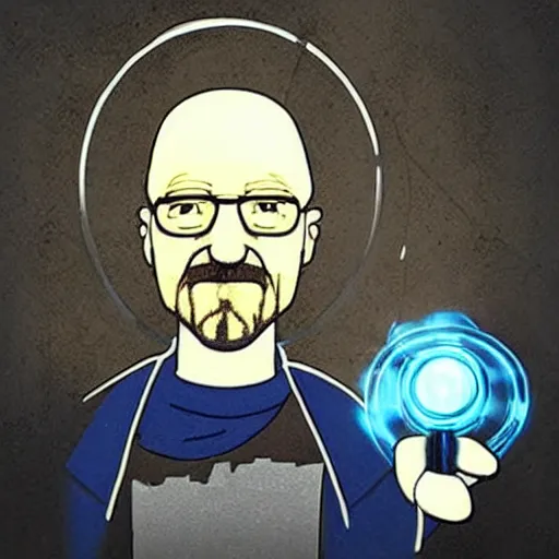 Prompt: “Walter white holding a portal gun in a portal 2 chamber”