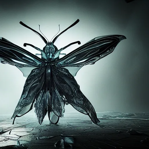 Prompt: crystalline butterfly, otherworldly, alien, dark style, moody, darkness, dark atmospheric, octane render, unreal engine, insanely intricate and detailed, ultra realistic