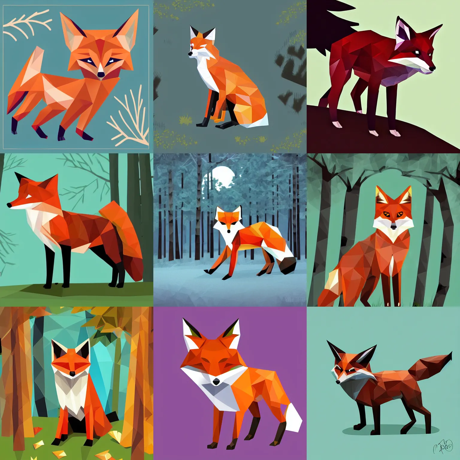 beautiful vector illustration of low poly fox in the | Stable Diffusion |  OpenArt