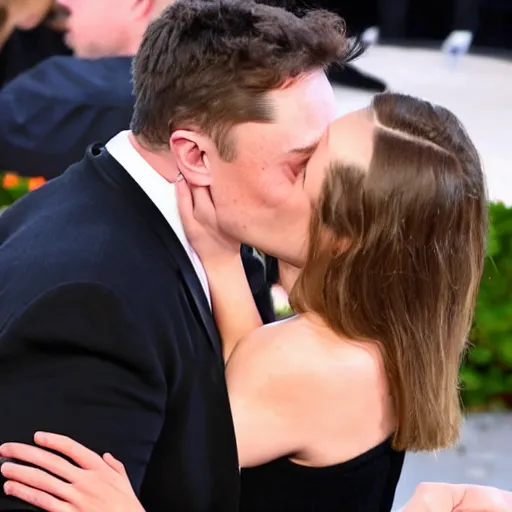 Prompt: Elon Musk kissing Natalie Portman