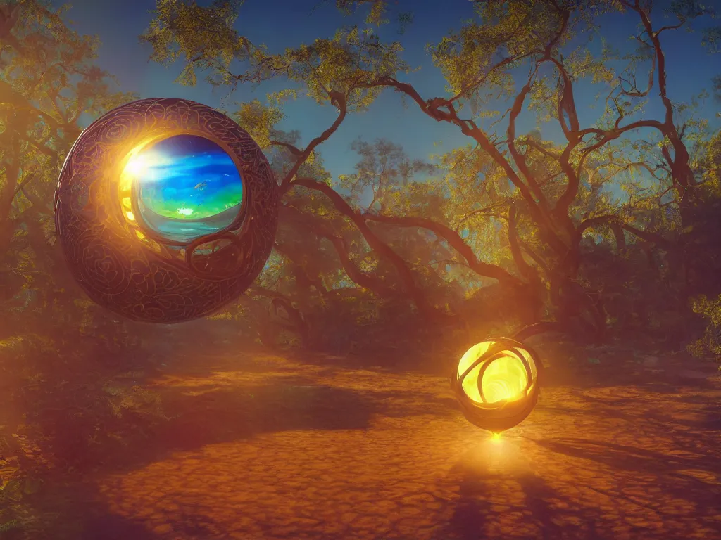 Prompt: the orb of time, sunlight study, art nouveau, by albert bierstadt and ( ( ( ( lisa frank ) ) ) ), 8 k, sharp focus, octane render, ( ( ( ( kauai ) ) ) )