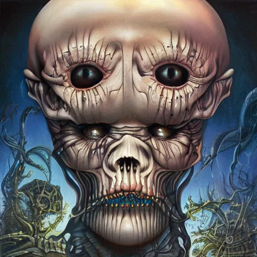 Image similar to album cover art, by mark ryden, by peter andrew jones, by hr giger, hd, hyper detailed, 4 k