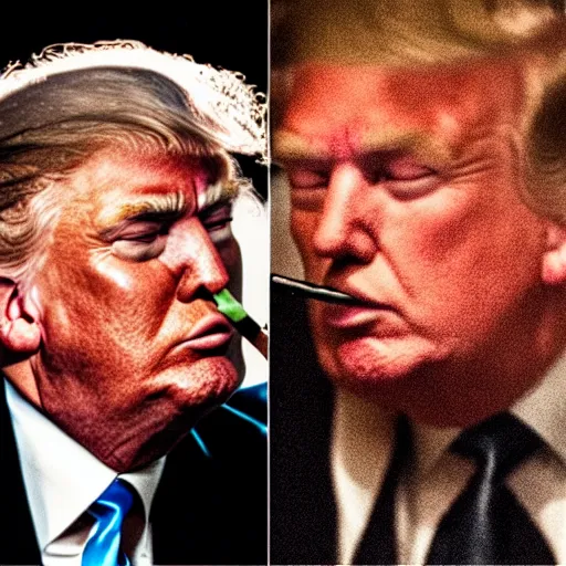 Image similar to a photo of donald trump smoking a cigarrette