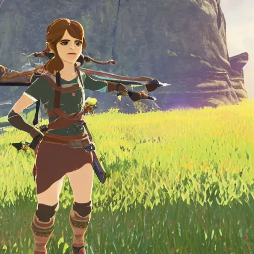 Image similar to Emma Watson screenshot from breath of the wild