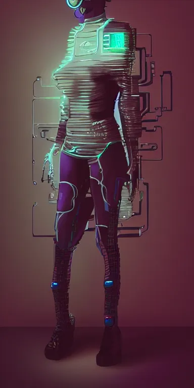 Image similar to a full body portrait of a cyberpunk citizen