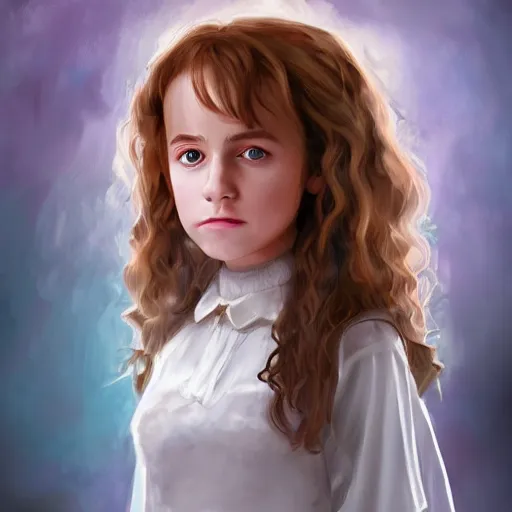 Image similar to Hermione Granger as a young girl in house maid clothes art drawn in art style of WLOP full HD 4K highest quality realistic beautiful gorgeous natural WLOP artist painting