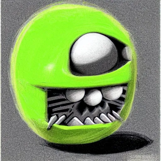 Image similar to a Seth Green, robot chicken tennis ball monster, tennis ball, chalk, digital art, fantasy, magic, trending on artstation, ultra detailed, professional illustration by Basil Gogos