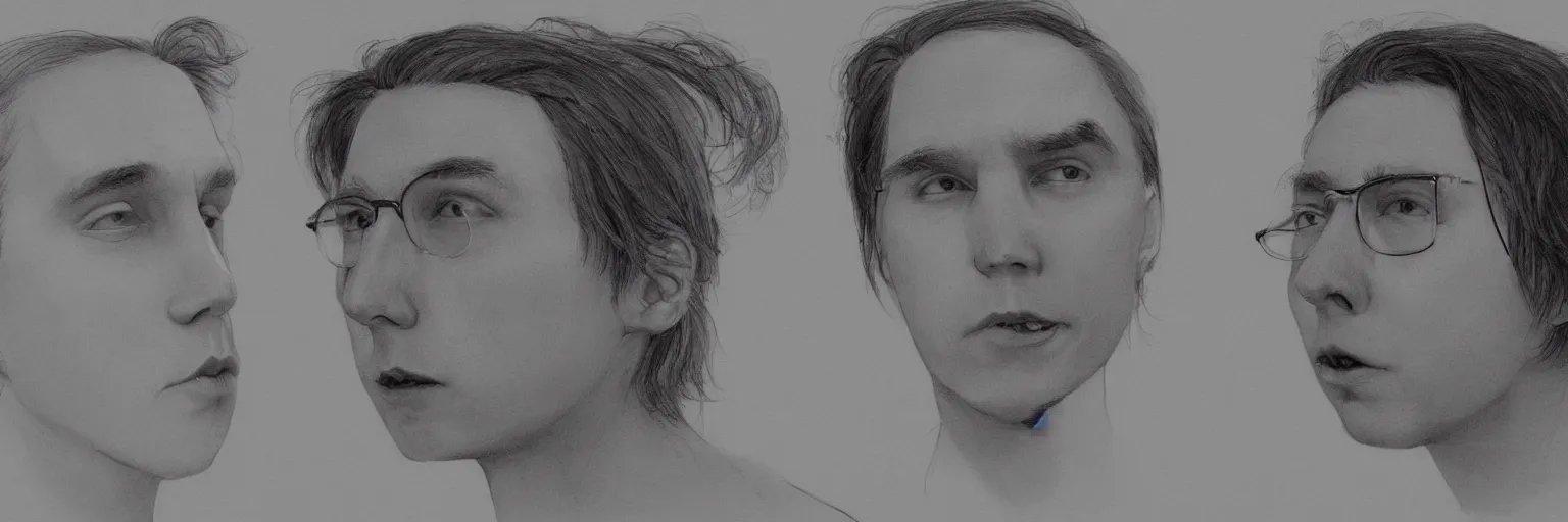 Image similar to character study of paul dano and todd solondz, 2 0 2 2, clear faces, emotional, character sheet, fine details, concept design, contrast, kim jung gi, pixar and da vinci, trending on artstation, 8 k, full body and head, turnaround, front view, back view, ultra wide angle