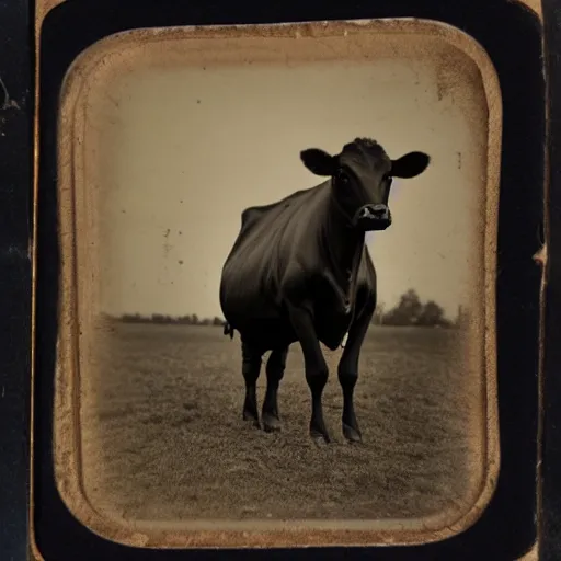 Image similar to tintype photo of a one legged cow