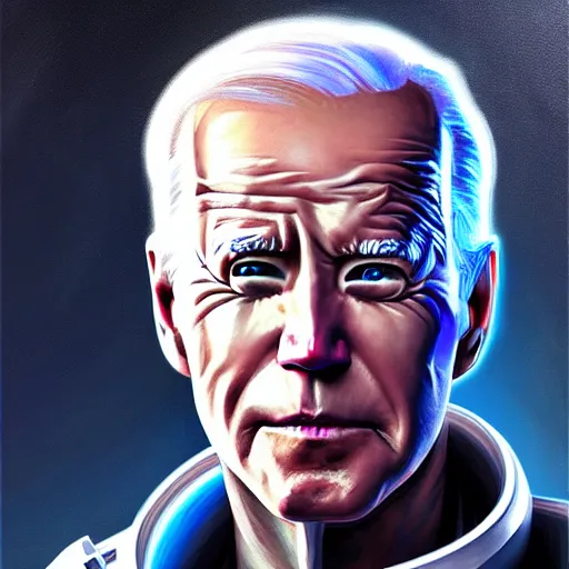 Prompt: cyborg joe biden, trending on artstation, detailed art, oil painting, science fiction