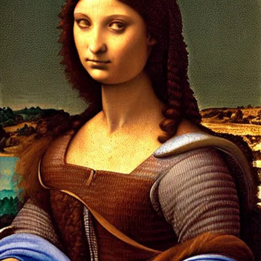 Image similar to a half - length portrait of lisa gherardini by the italian renaissance artist leonardo da vinci