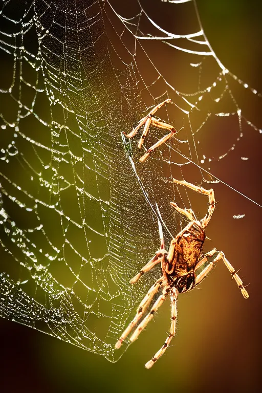 Prompt: Tiny warriors fighting a spider on its web, dewdrops, macro, dramatic lighting, cinematic, establishing shot, extremely high detail, foto realistic, cinematic lighting, post processed, concept art, high details, cinematic, 8k resolution, beautiful detailed, photorealistic, digital painting, artstation, concept art, smooth, sharp focus, artstation trending, octane render, unreal engine