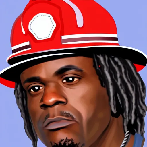 Image similar to chief keef as a firefighter digital art very detailed 4 k detailed super realistic