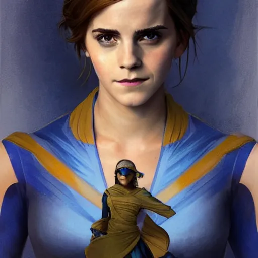 Prompt: Emma Watson as a blue Navi from the Avatar movie, highly detailed, digital painting, artstation, concept art, sharp focus, illustration, art by greg rutkowski and alphonse mucha