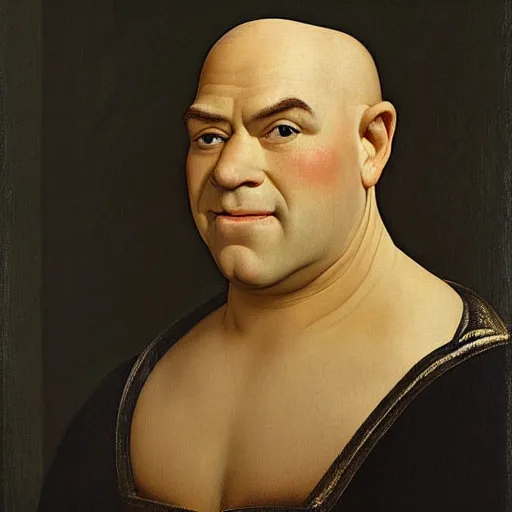 Image similar to The duke Shrek, Face portrait, crisp face, , facial features artwork by Georges de La Tour