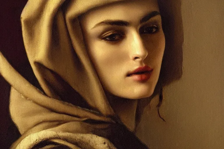 Image similar to beautiful portrait of kira knightley painted by vermeer