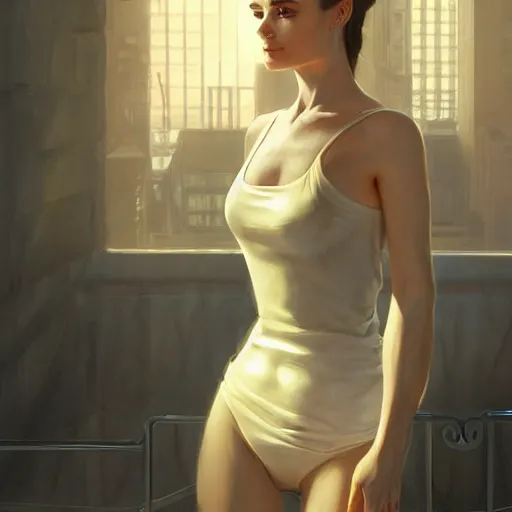 Image similar to holly golightly in printworks, anatomy, bathed in light, highly detailed, photorealistic, artstation, smooth, sharp focus, illustration, unreal engine 5, 8 k, art by artgerm and greg rutkowski and edgar maxence