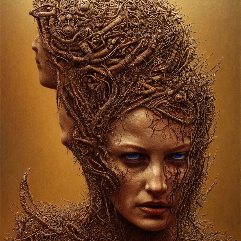 Prompt: ultra realist intricate detailed portrait of a single rugged attractive female, insanity accurate features, apocalyptic, very intricate details, 8 k resolution, dim lighting, artstyle zdzisław beksinski and keith thompson, award winning