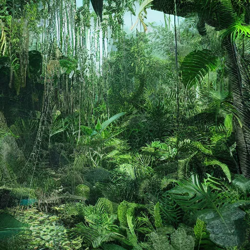 Prompt: jungle filled with spider web, ultra realistic, intricate details, highly detailed, photorealistic, 8 k, vegetation, water