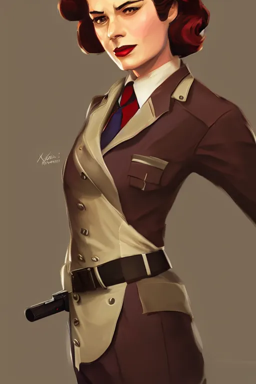 Image similar to Agent carter high quality digital painting in the style of Cushart, Krenz