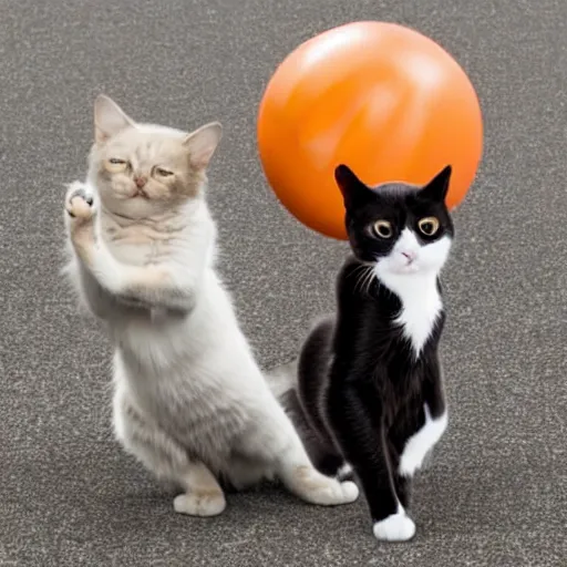 Image similar to two cats performing the Dragonball Fusion Dance