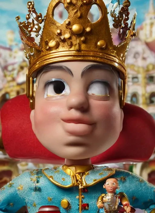 Prompt: closeup face profile portrait of tin toy karl schwab as a fairytale prince wearing a crown eating cakes, depth of field, zeiss lens, detailed, symmetrical, centered, fashion photoshoot, by nicoletta ceccoli, mark ryden, lostfish, breathtaking, 8 k resolution, extremely detailed, beautiful, establishing shot, artistic, hyperrealistic, octane render