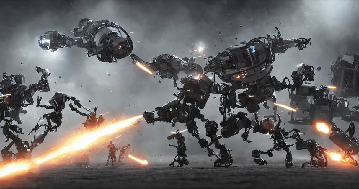 Image similar to robot fight, drama, high quality, vray, cg, crazy, space