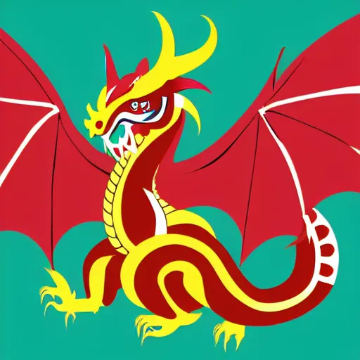 Image similar to vector art of welsh dragon and panda mixed, intercrossed, chimera, welsh flag, adobe illustrator