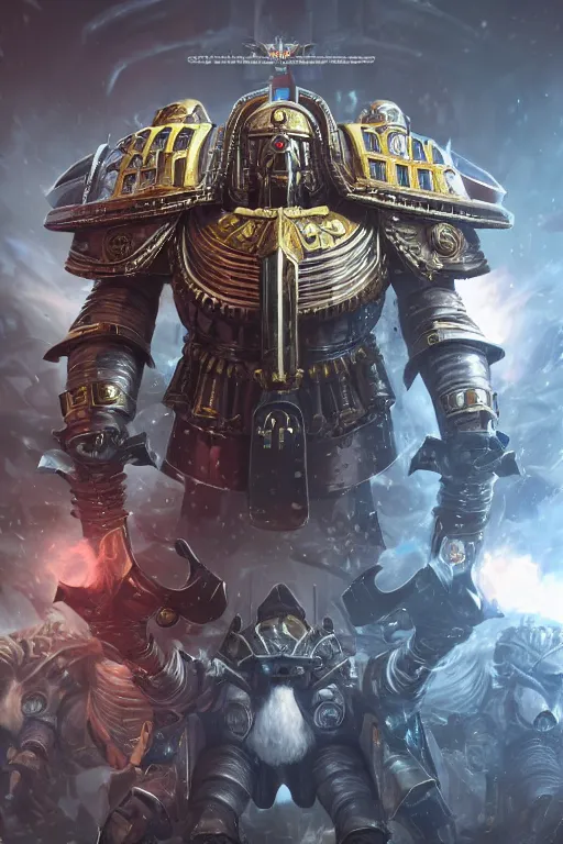 Image similar to armor portrait heros warhammer 4 0 k horus heresy fanart - the primarchs emperor by johannes helgeson animated with vfx concept artist & illustrator global illumination ray tracing hdr fanart arstation zbrush central hardmesh 8 k octane renderer comics stylized