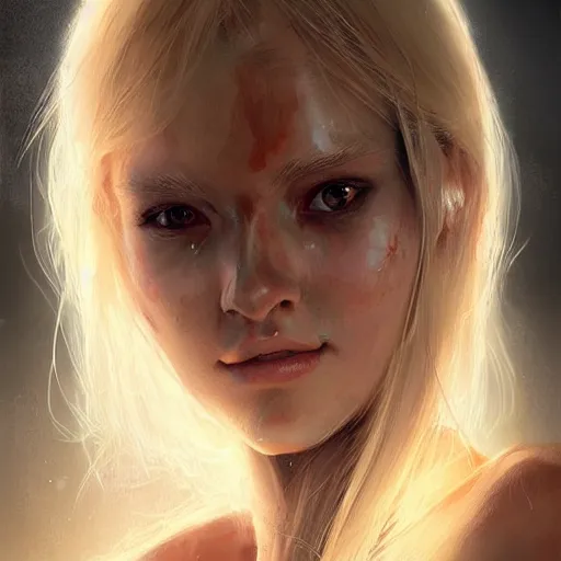 Image similar to blonde haired girl wearing a digital mask, digital art, pretty face, very beautiful face, very detailed eyes, ultra detailed, by wlop, greg rutkowski,