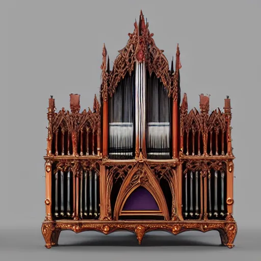 Image similar to ornate gothic organ (console), by Megan Duncanson and Raphael Lacoste, detailed 3d color concept art sketch