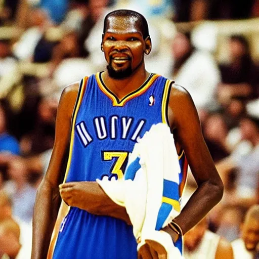 Prompt: Kevin Durant playing for the Monstars, offical team photo