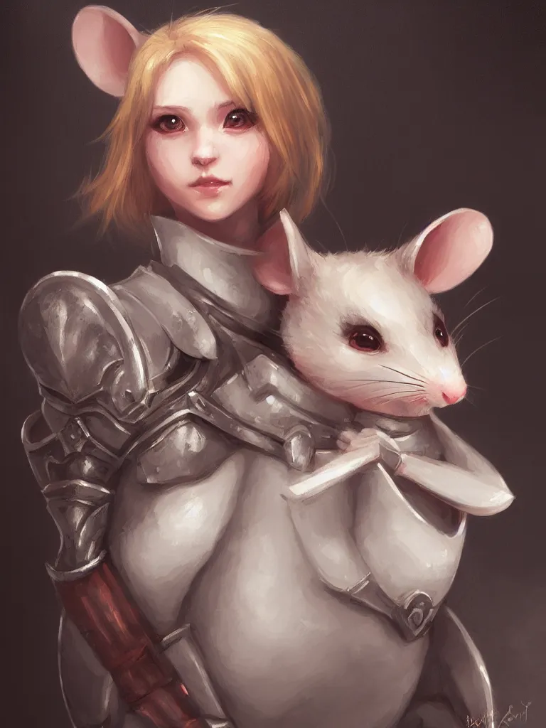 Image similar to portrait of a cute mouse as knight in the style of charlie bowater, oil painting